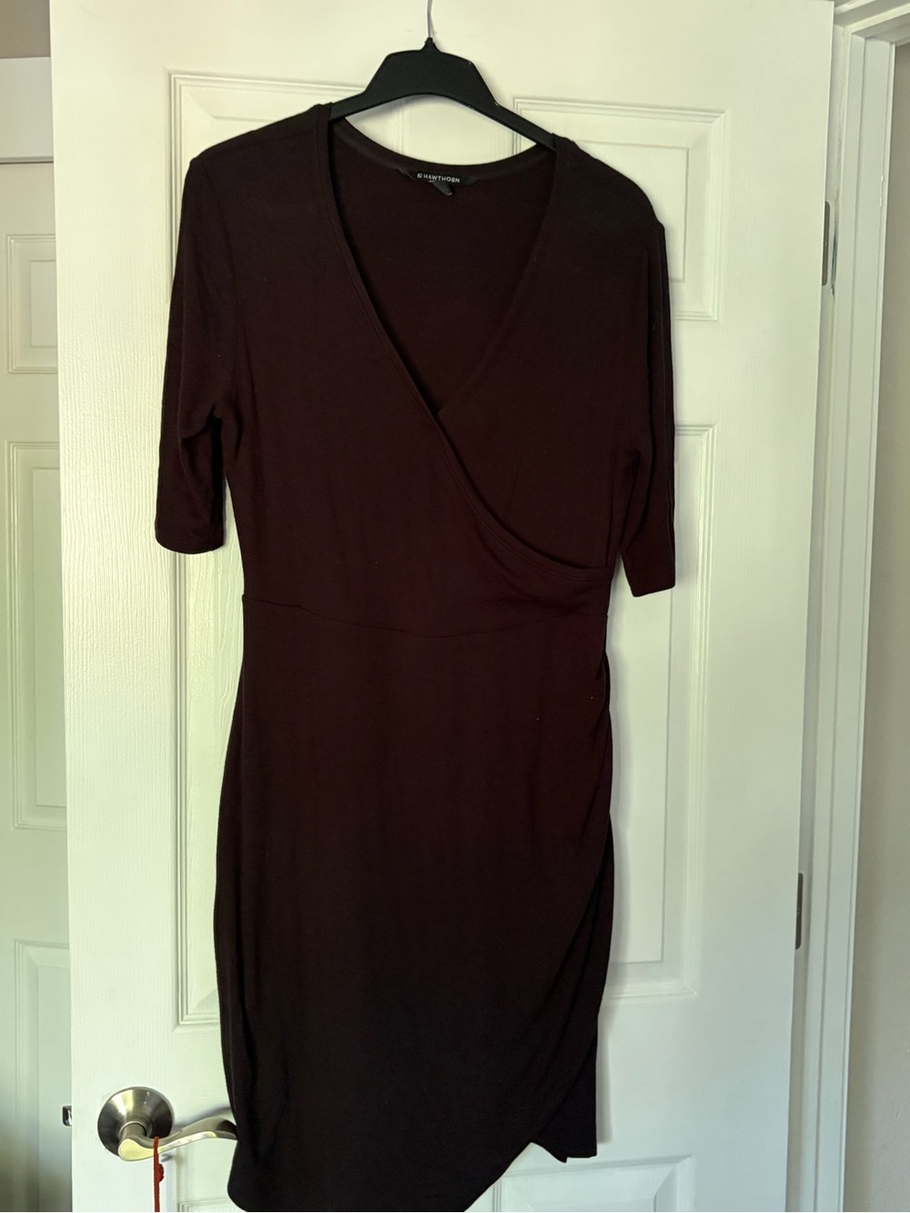 Worthington Faux-Wrap Midi Dress in Burgundy